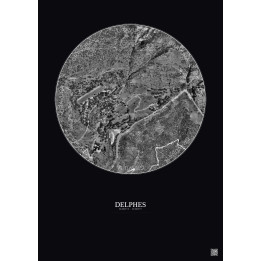 Affiche Delphes – Poster vue satellite 0.5km N&B | Gravura – Fon