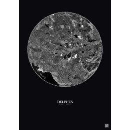 Affiche Delphes – Poster vue satellite 10km N&B | Gravura – Fond
