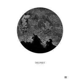 Affiche Delphes – Poster vue satellite 30km N&B | Gravura – Fond