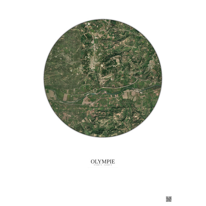 Affiche Olympie – Poster vue satellite 2.5km Couleur | Gravura –
