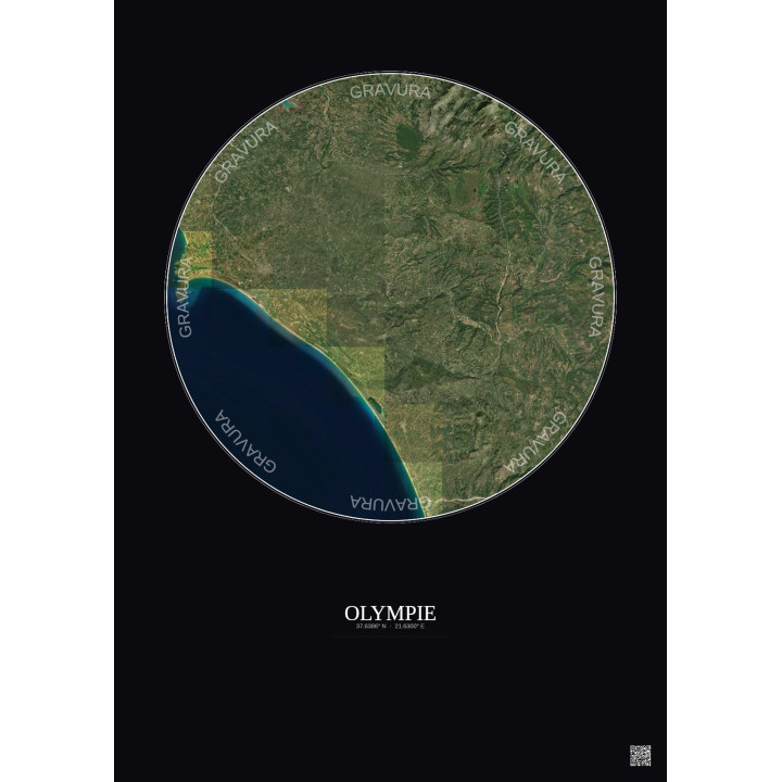 Affiche Olympie – Poster vue satellite 30km Couleur | Gravura – 