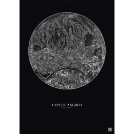Affiche City Of Zagreb – Poster vue satellite 6km N&B | Gravura 