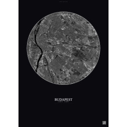Affiche Budapest – Poster vue satellite 10km N&B | Gravura – Fon