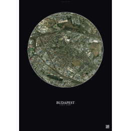 Budapest Satellite View Poster 2.5km Color | Gravura – Dark back