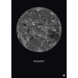 Affiche Budapest – Poster vue satellite 6km N&B | Gravura – Fond