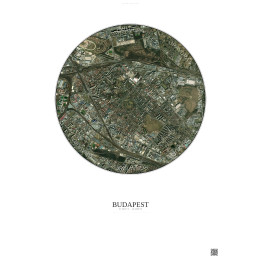 Affiche Budapest – Poster vue satellite 2.5km Couleur | Gravura 