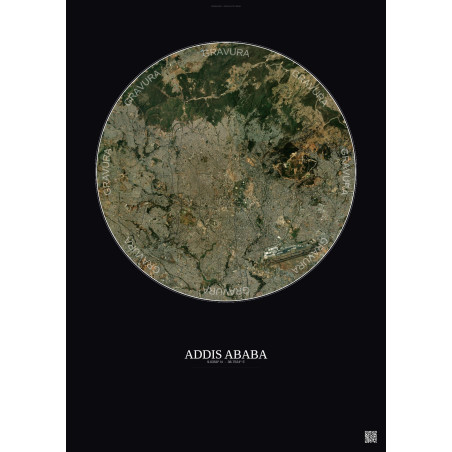 Affiche Addis Ababa – Poster vue satellite 10km Couleur | Gravura – Fond foncé