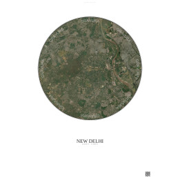 Affiche New Delhi – Poster vue satellite 10km Couleur | Gravura 