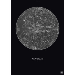 Affiche New Delhi – Poster vue satellite 2.5km N&B | Gravura – F