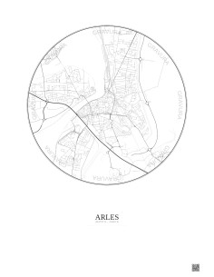 Affiche Arles – Poster carte de ville 2.5km | Gravura – Fond clair
