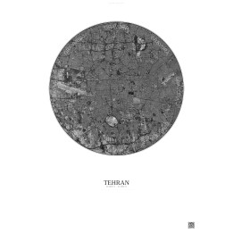 Affiche Tehran – Poster vue satellite 10km N&B | Gravura – Fond 