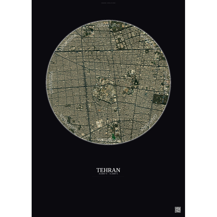 Affiche Tehran – Poster vue satellite 2.5km Couleur | Gravura – 