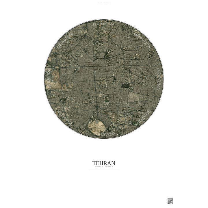 Affiche Tehran – Poster vue satellite 6km Couleur | Gravura – Fo