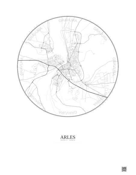 Affiche Arles – Poster carte de ville 5km | Gravura – Fond clair