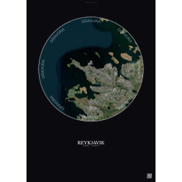 Affiche Reykjavik – Poster vue satellite 10km Couleur | Gravura 