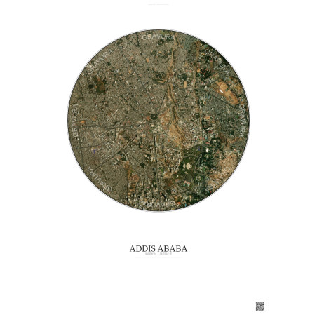 Addis Ababa Satellite View Poster 2.5km Color | Gravura – Light background