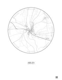Arles City Map Poster 10km | Gravura – Light background