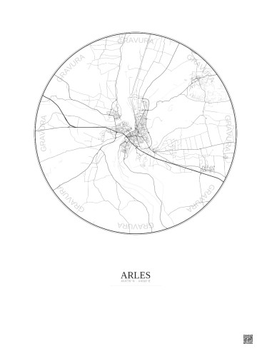 Affiche Arles – Poster carte de ville 10km | Gravura – Fond clair