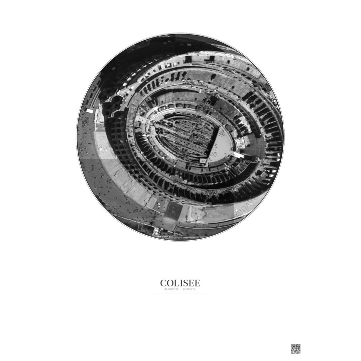 Affiche Colisee – Poster vue satellite 0.1km N&B | Gravura – Fon