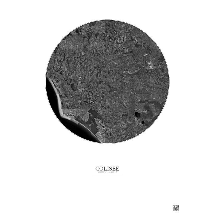Affiche Colisee – Poster vue satellite 30km N&B | Gravura – Fond