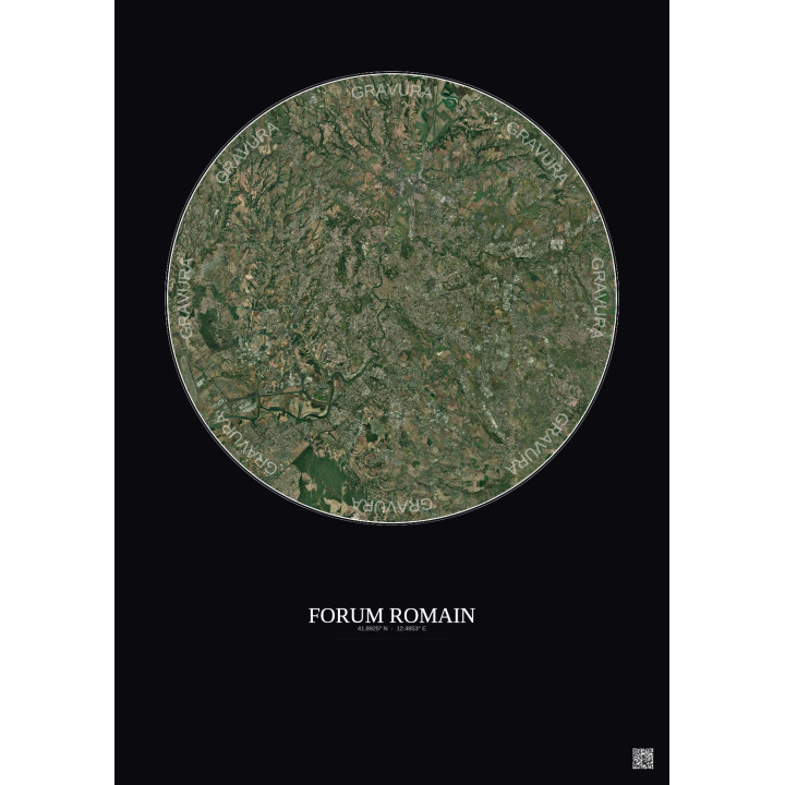 Affiche Forum Romain – Poster vue satellite 20km Couleur | Gravu