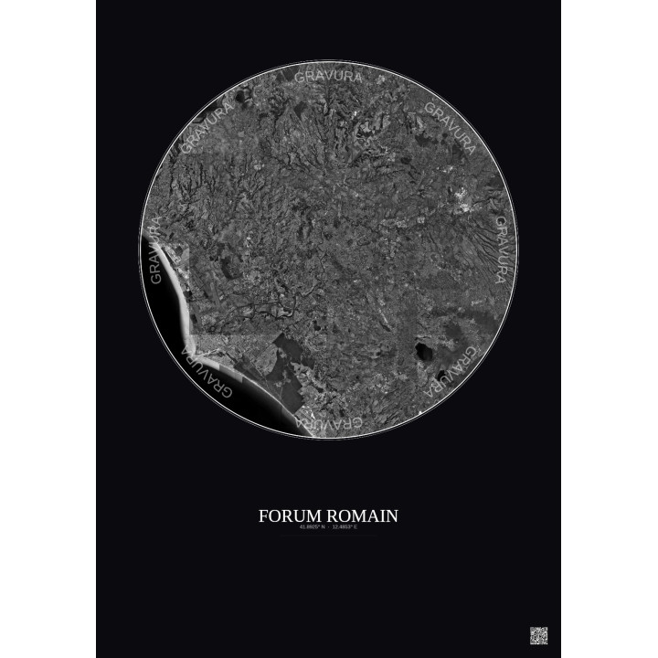 Affiche Forum Romain – Poster vue satellite 30km N&B | Gravura –
