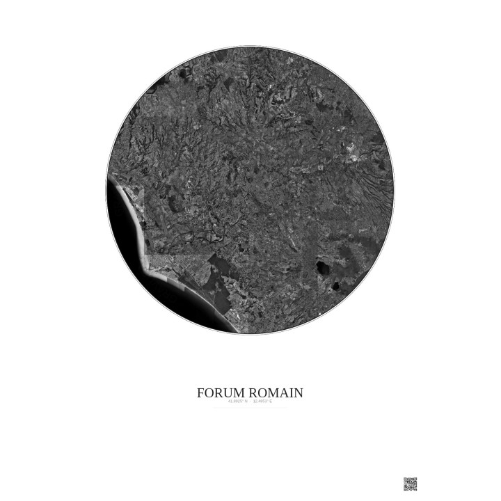Affiche Forum Romain – Poster vue satellite 30km N&B | Gravura –