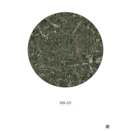 Affiche Milan – Poster vue satellite 5km Couleur | Gravura – Fon