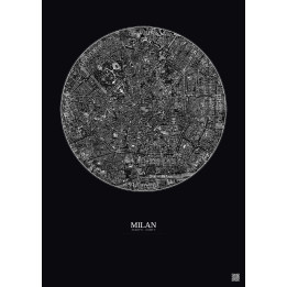 Affiche Milan – Poster vue satellite 2.5km N&B | Gravura – Fond 