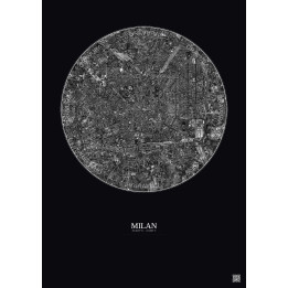 Affiche Milan – Poster vue satellite 5km N&B | Gravura – Fond fo