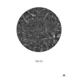 Milan Satellite View Poster 5km B&W | Gravura – Light background
