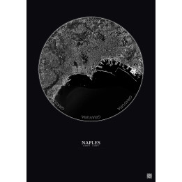 Affiche Naples – Poster vue satellite 5km N&B | Gravura – Fond f