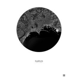 Affiche Naples – Poster vue satellite 5km N&B | Gravura – Fond c