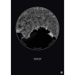 Affiche Naples – Poster vue satellite 10km N&B | Gravura – Fond 