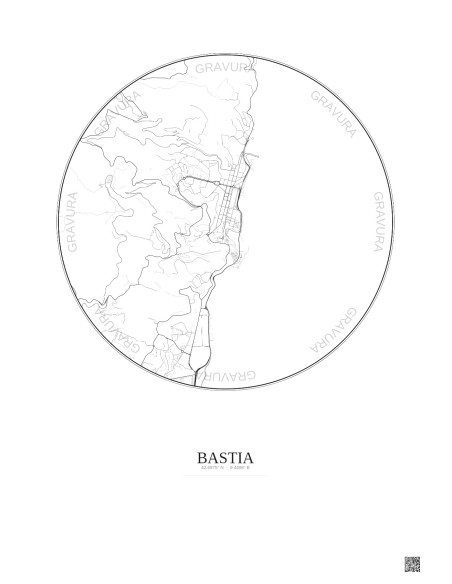 Affiche Bastia – Poster carte de ville 2.5km | Gravura – Fond clair