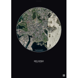 Affiche Helsinki – Poster vue satellite 2.5km Couleur | Gravura – Fond foncé