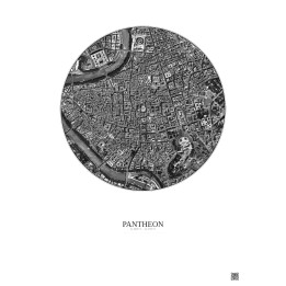 Affiche Pantheon – Poster vue satellite 1km N&B | Gravura – Fond