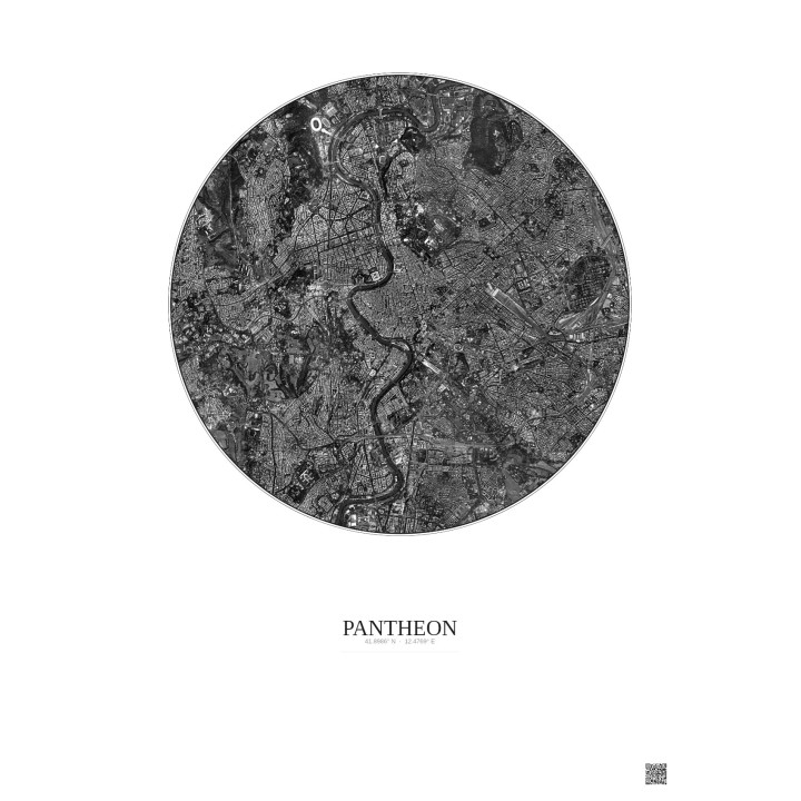 Affiche Pantheon – Poster vue satellite 5km N&B | Gravura – Fond