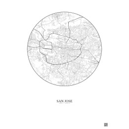 Affiche San Jose – Poster carte de ville 6km | Gravura – Fond clair