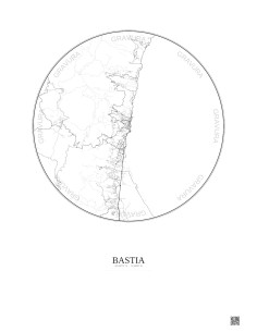 Affiche Bastia – Poster carte de ville 10km | Gravura – Fond clair