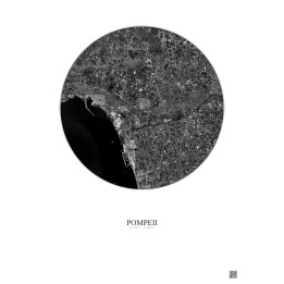 Affiche Pompeii – Poster vue satellite 5km N&B | Gravura – Fond 