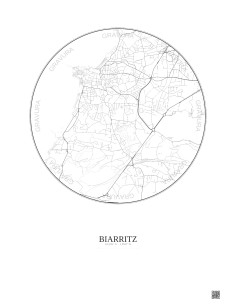 Affiche Biarritz – Poster carte de ville 2.5km | Gravura – Fond clair