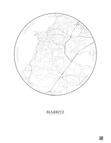 Biarritz City Map Poster 2.5km | Gravura – Light background