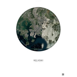 Affiche Helsinki – Poster vue satellite 6km Couleur | Gravura – Fond clair
