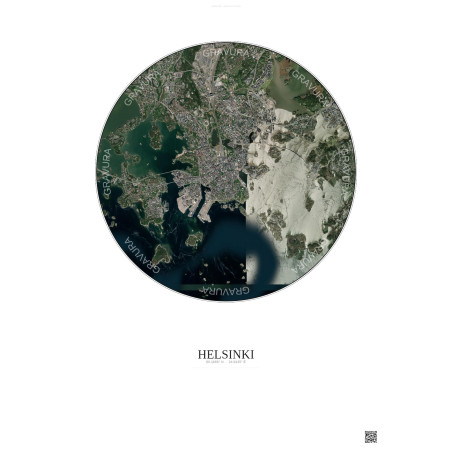 Affiche Helsinki – Poster vue satellite 6km Couleur | Gravura – Fond clair