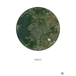 Affiche Nancy – Poster vue satellite 10km Couleur | Gravura – Fond clair