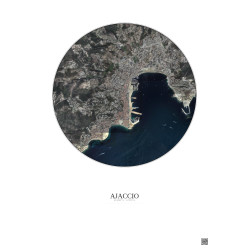 Affiche Ajaccio – Poster vue satellite 2.5km Couleur | Gravura – Fond clair