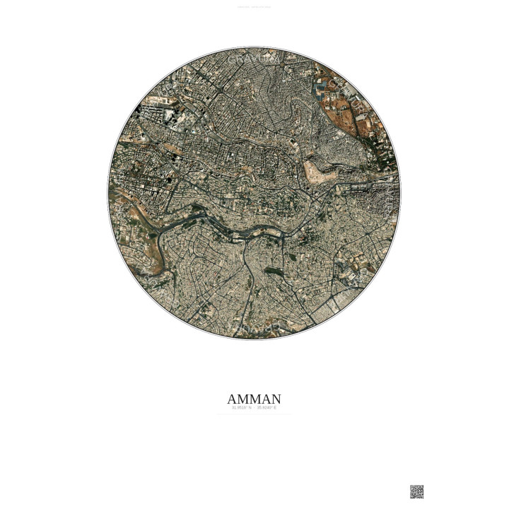 Affiche Amman – Poster vue satellite 2.5km Couleur | Gravura – F