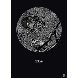 Affiche Tokyo – Poster vue satellite 2.5km N&B | Gravura – Fond 