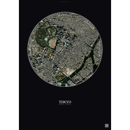 Tokyo Satellite View Poster 2.5km Color | Gravura – Dark backgro